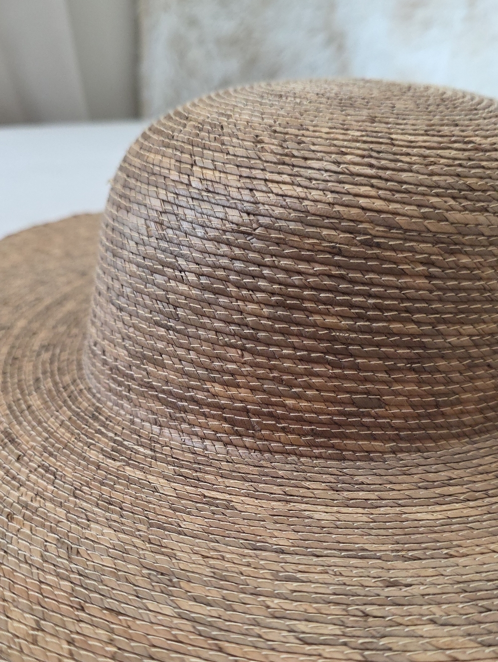 Tula Hats Wide Brim Palm Straw Sun Hat Leather Chin Strap Made in Mexico - Picture 8 of 11